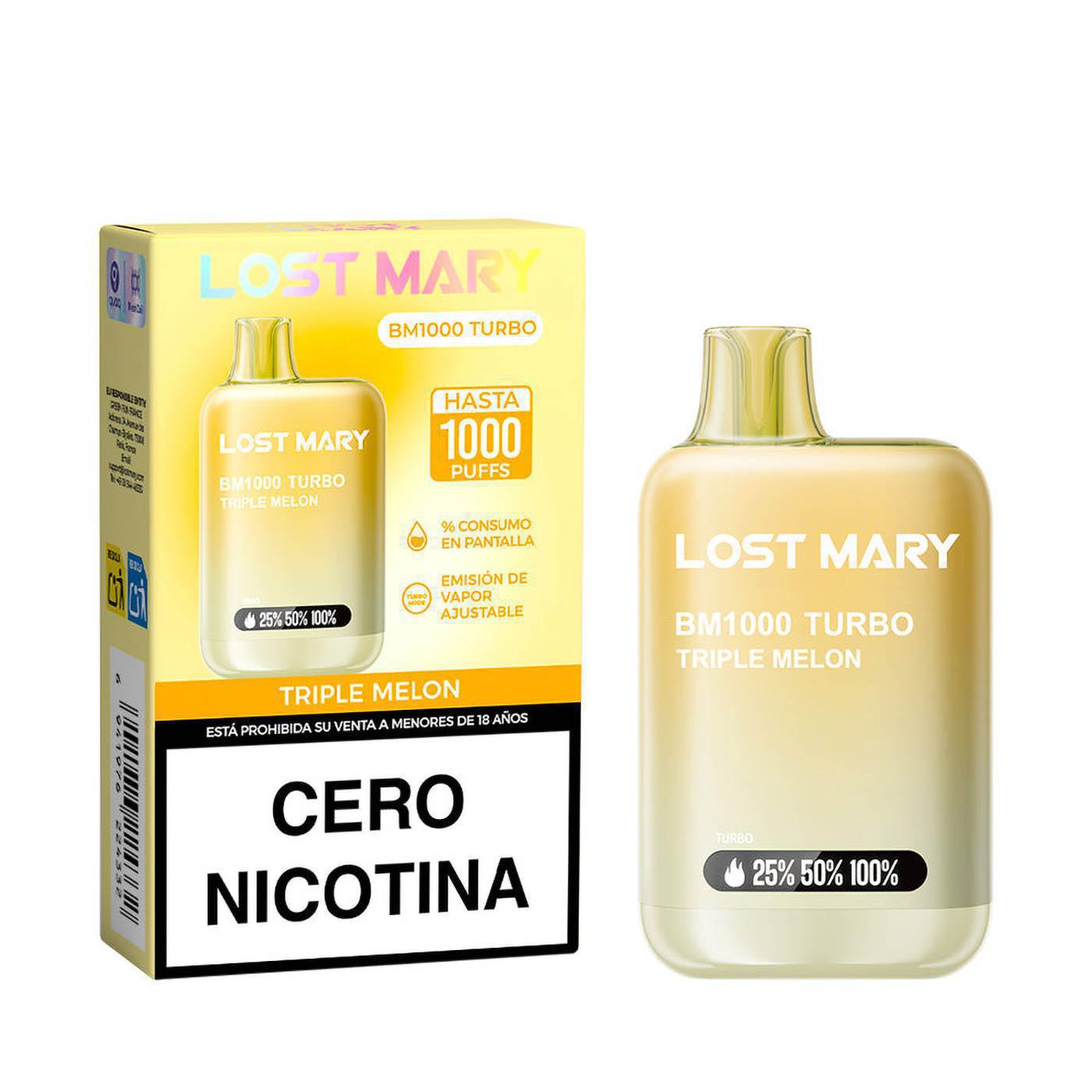 Vaper Lost Mary BM1000 TURBO Triple Melon Sin Nicotina
