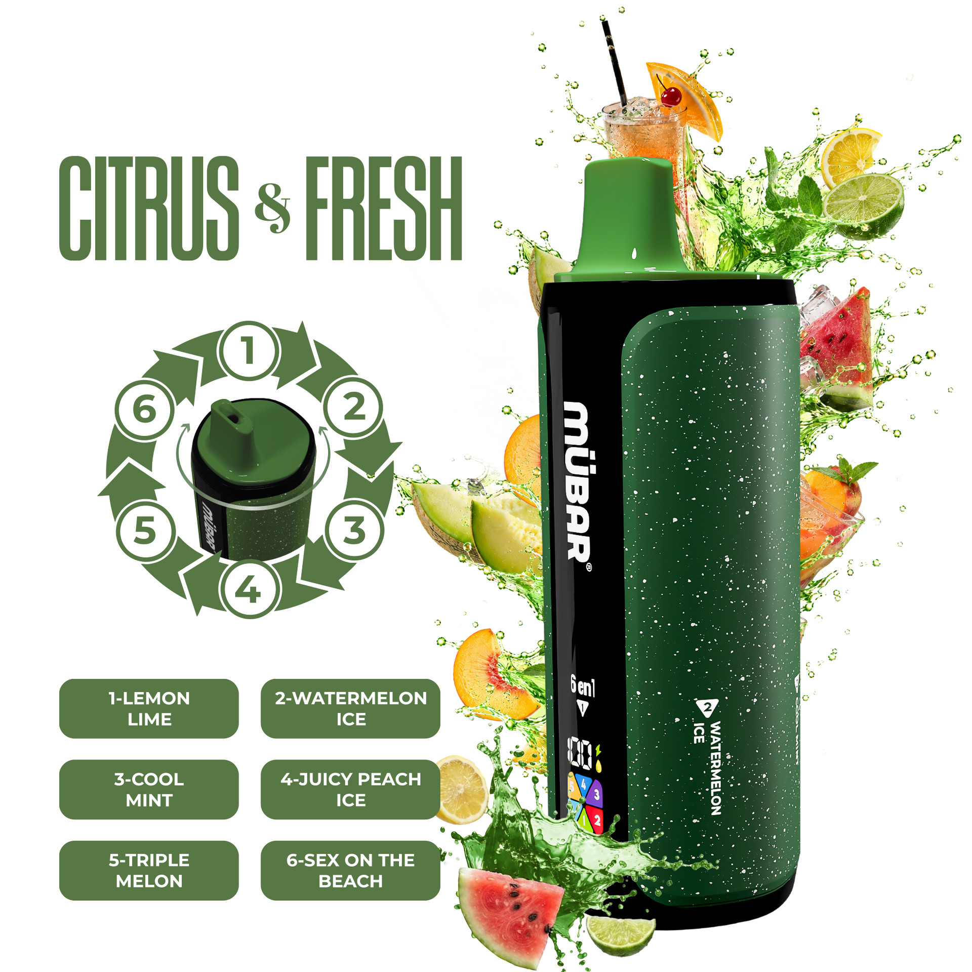 Mübar 6 en 1 240K Citrus Fresh Sin Nicotina